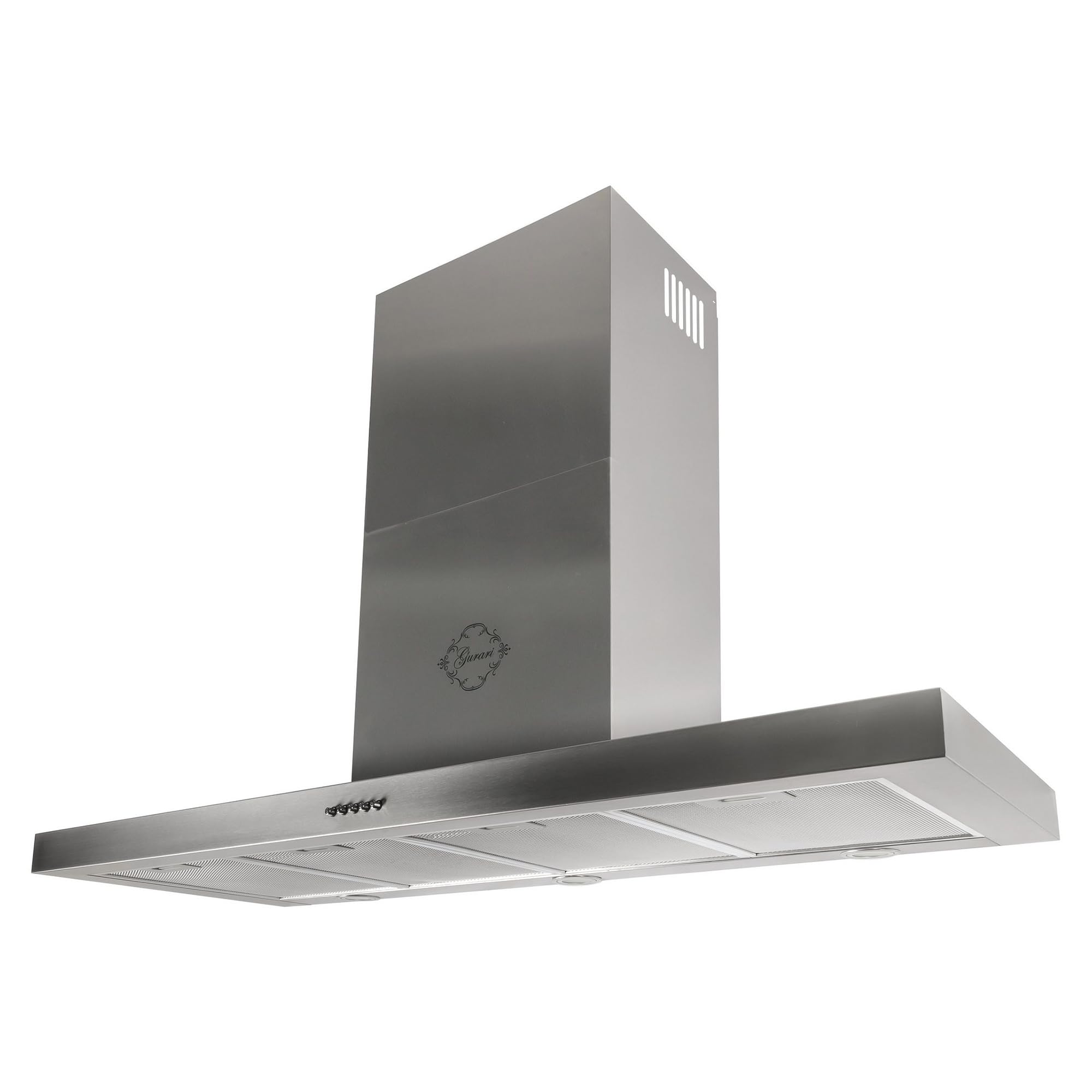 GURARI Hotte murale GCH F 118 12 IS N, hotte aspirante 120 cm, 1000 m³/h, 3 niveaux, acier inoxydable