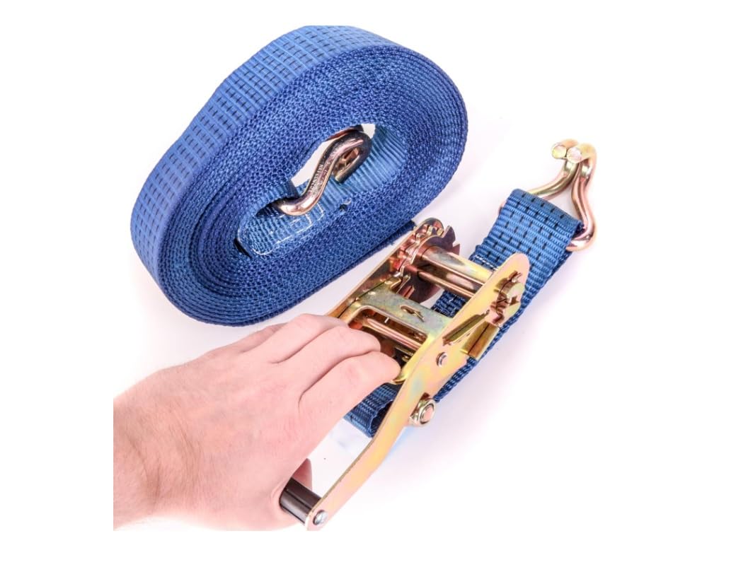 10x Spanngurt 5T 8m 50mm mit Ratsche & Haken Zurrgurt aus Polyester Blau Schnellspanngurt Auto LKW Anhänger Ratschenspanngurt