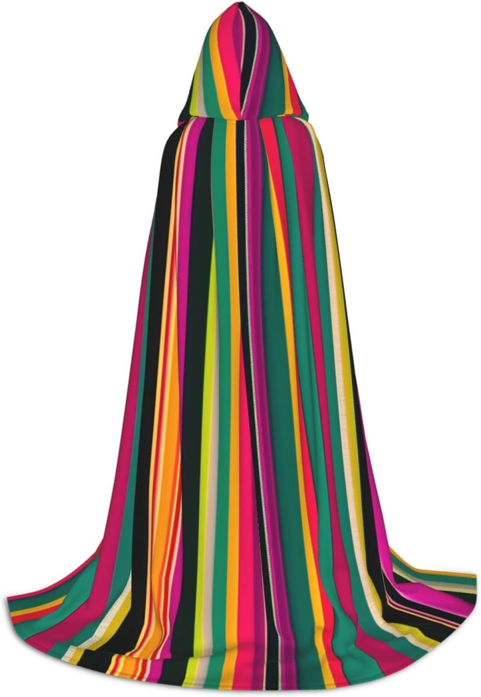 Rainbow Colored Striped Print Renaissance Hooded Cloak Costume Clothes Halloween Medieval Costume Cape for Women Men