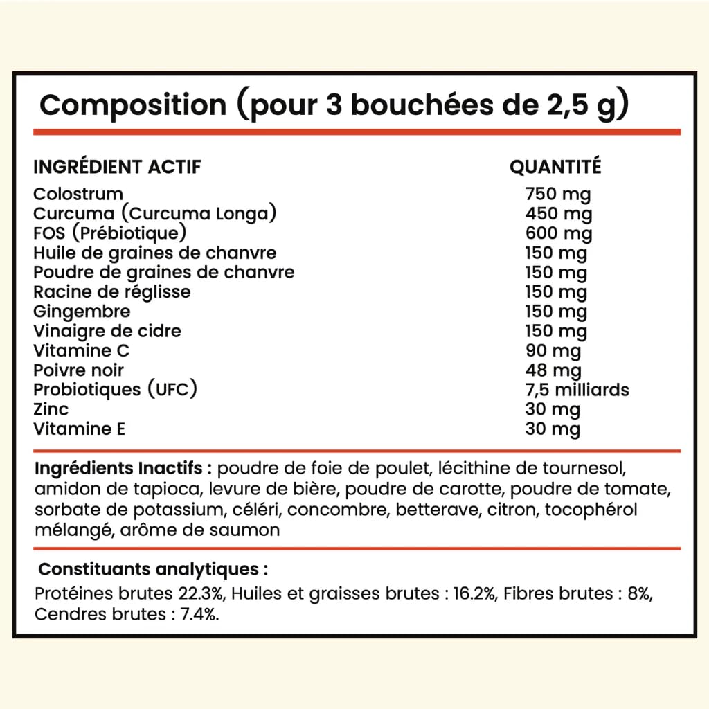 Woofilab Immunité & démangeaisons Complément Alimentaire Chien Immunité & Peau | Bouchées Colostrum, Curcuma et Probiotiques
