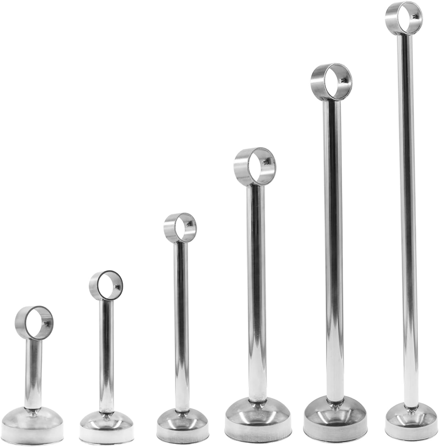 Curtain Rod Ceiling-Mount Bracket,Stainless Steel Ceiling-Mount Rod Holder,TTZEZE Heavy Duty Curtain Rod Holder,Shower Curtain Hanging Rod Supports Sockets (Silver, H:30cm/11.81'' ID:3.3cm/1.3'' 2PCS)