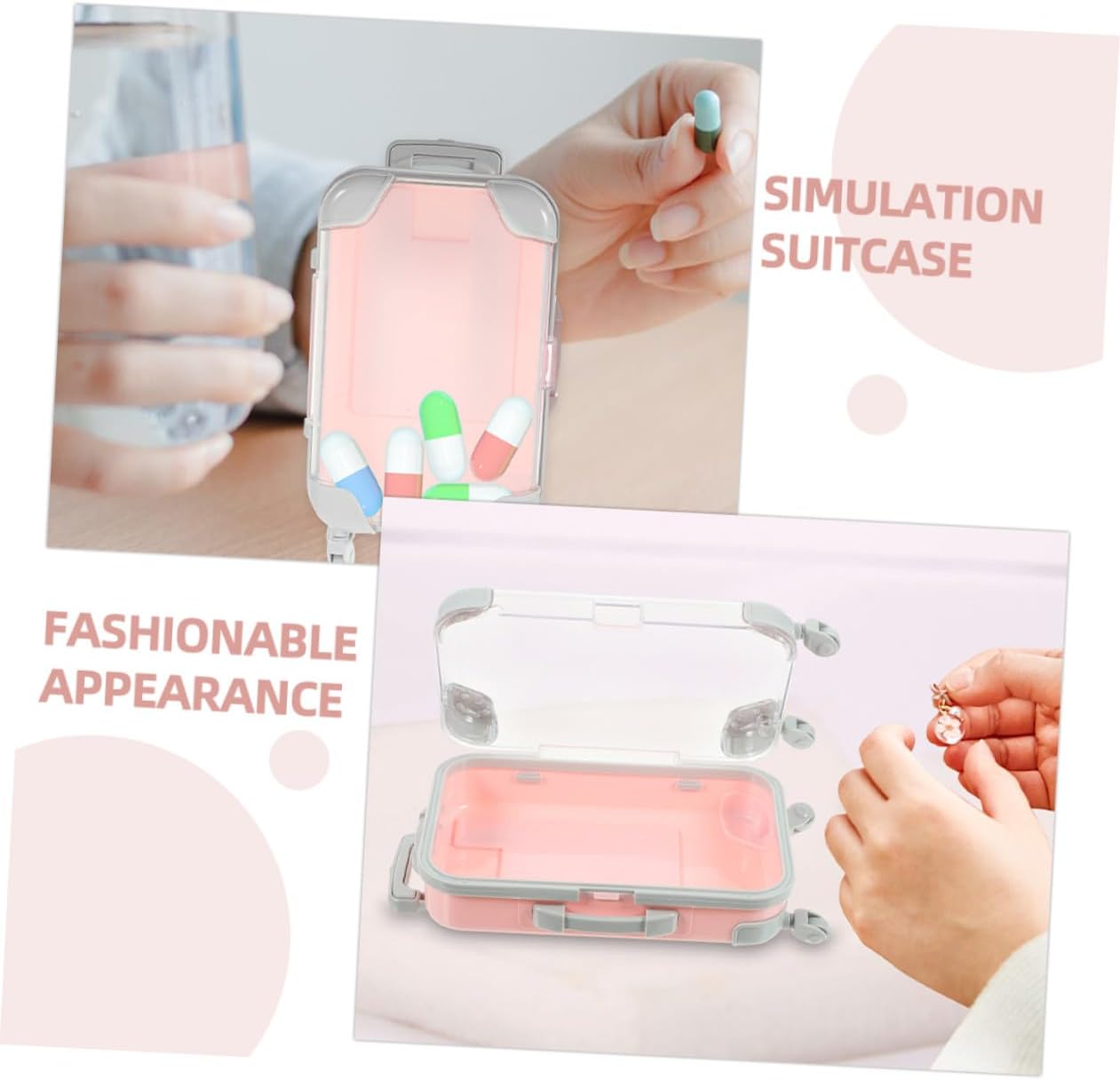 2pcs Hard Shell Makeup Travel Case Pink Makeup Organizer False Eyelashes Storage Suitcase
