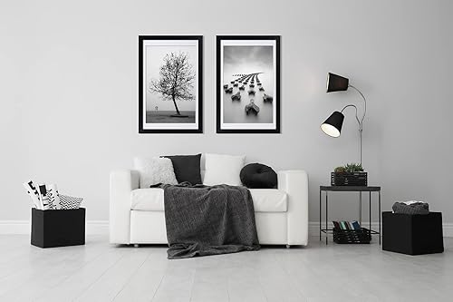 Miniatura 2 de DOAI ART Marco para póster de 24 x 36 pulgadas, color negro, paquete de 2 sin paspartú o marco de fotos de 20 x 30 pulgadas con paspartú, plexiglás