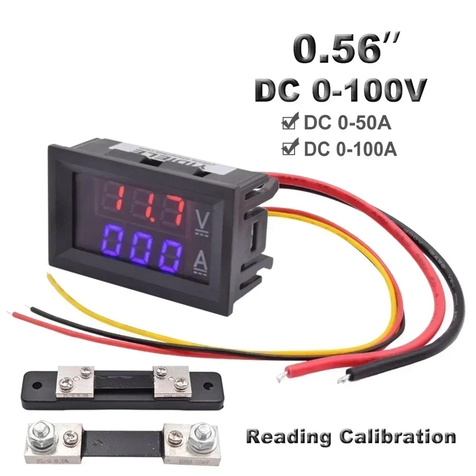 Resistencias de derivación de corriente eléctrica DC 75mV resistencia 50A 100A medidor de medición 0-100V voltímetro Digital amperímetro (Color : DC 0-50A Shunt Resistencias de derivación de corriente eléctrica DC 75mV resistencia 50A 100A medidor de medición 0-100V voltímetro Digital amperímetro (Color : DC 0-50A Shunt