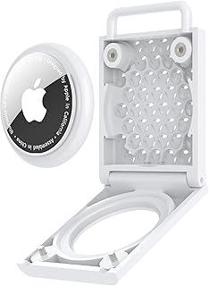 فكرة Fekra Cover For Apple AirTag Case Lock Secure AirTags Holder Full Body Protective Air Tag Keychain GPS Tracker Case For Keys,Luggage,Bags (2 peak) (White)