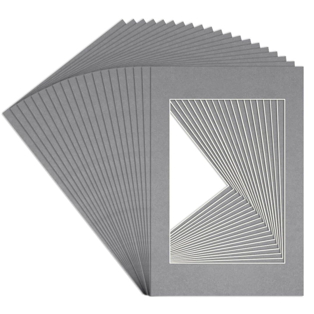 Procut Global 60x40cm Mid Grey Picture Mounts to Fit A3 Aperture - Precision Cut Cardboard Photo Mount - Ideal for Frames, Prints, Artwork & Certificates - Sizes & Colours Available - 20 Pack