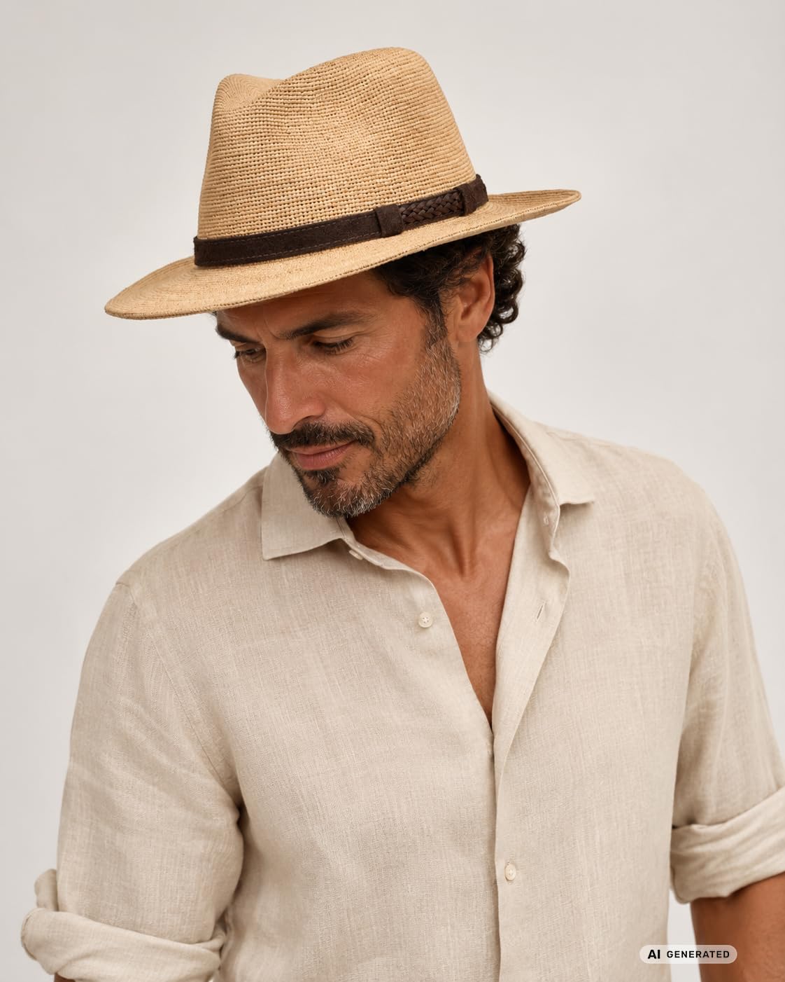SCIPPIS Mendoza Premium Raffia Fedora Hut – Hochwertiger Sommerhut aus gehäkeltem Raffia mit Echtleder-Hutband | Luftig, leicht & flexibel | Sonnenhut