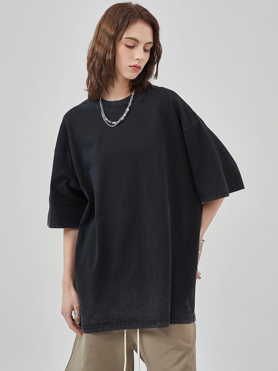 KEEPSHOWING Mens Oversized T Shirts Acid Wash Loose Fit Vintage Washed Tee Shirt Short Sleeve Streetwear Casual T-Shirts - Image 7