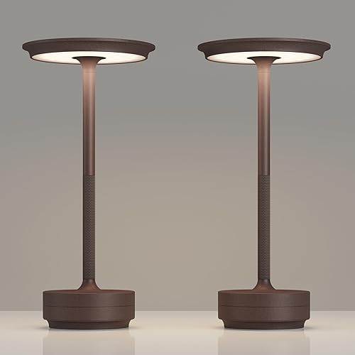 Miniatura 25 de 1 paquete de lámparas de mesa inalámbricas recargables, lámpara portátil de 5000 mAh, lámpara de mesa LED de atenuación continua de 3 colores con