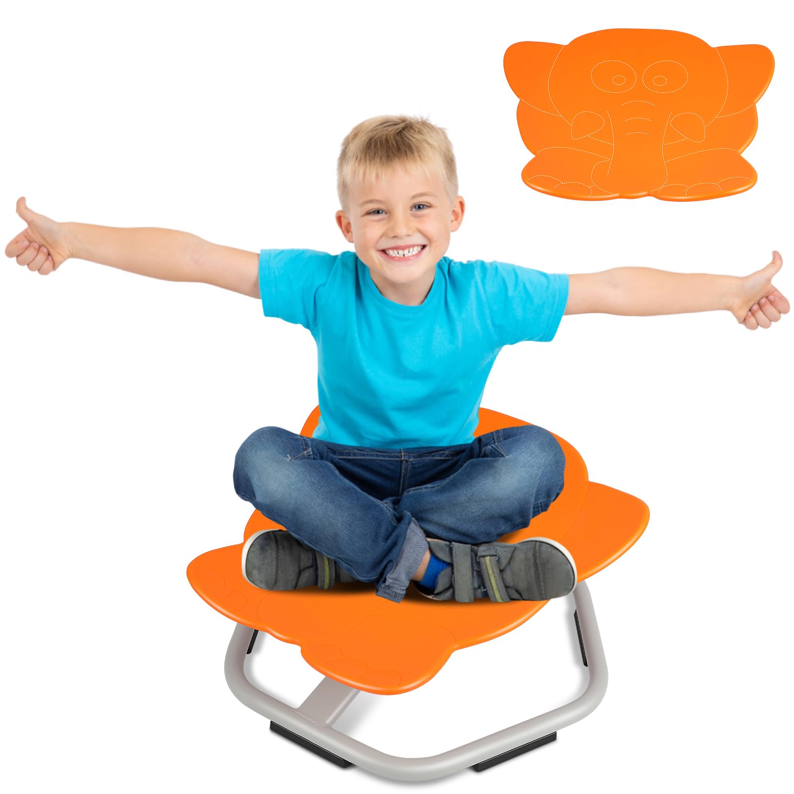 Orange Elephant Seat and Spinning Swivel Chair for kids Indoor , 3+ Autism Kids Sensory Swivel Chair, Training Child’s Concentration and Improving Toddle’s Physical Fitness Non Slip Sensory Chair