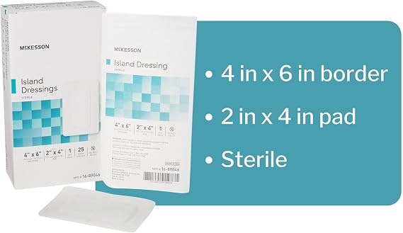 McKesson Island Dressing, Sterile, Polypropylene, White, 4 x 6 in, 25 ct | Polypropylene / Rayon