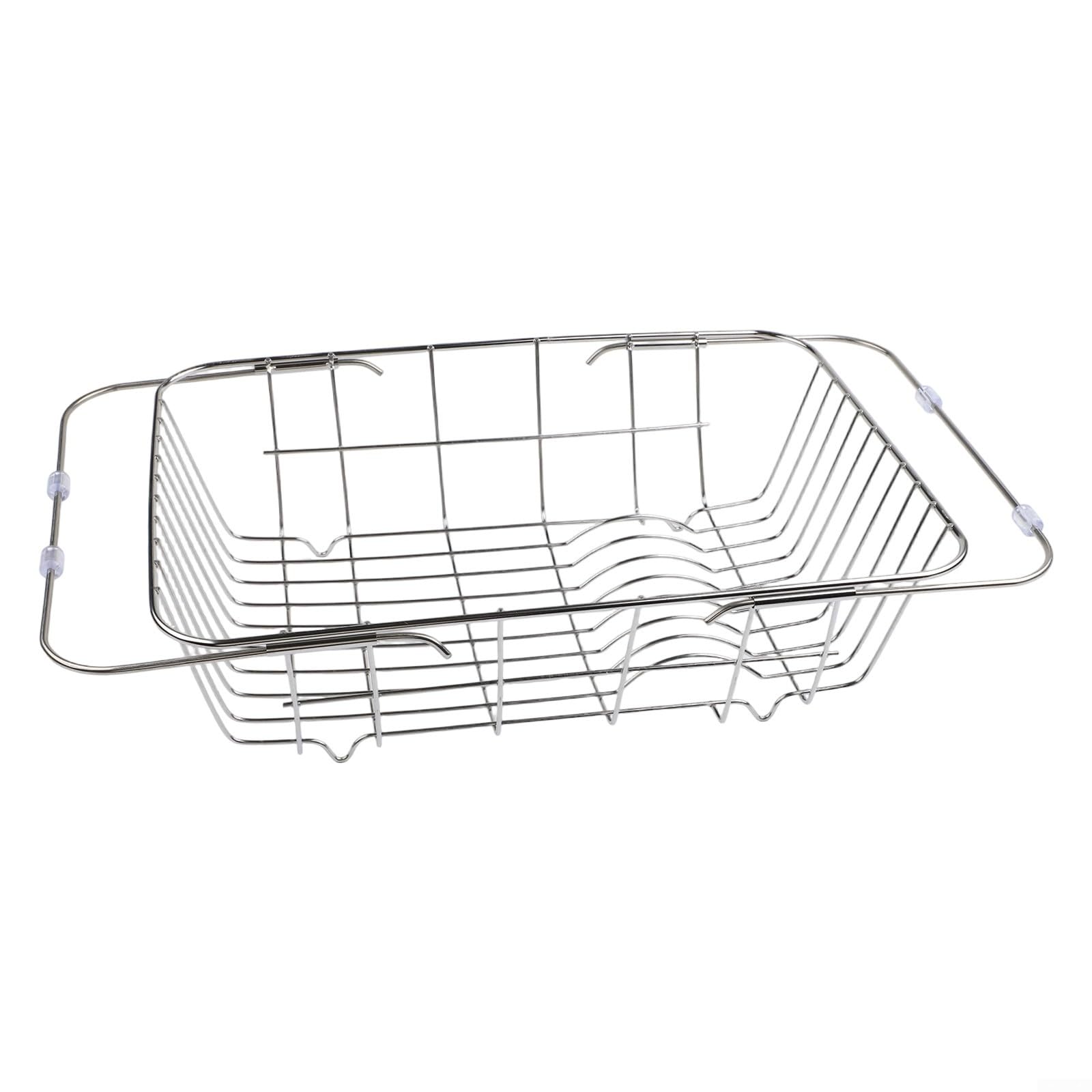 Escurridor de platos ajustable sobre el fregadero, escurridor de acero inoxidable con soporte para cubiertos para cocinas pequeñas, 38-57 cm (34,5 x 25 x 11 cm)