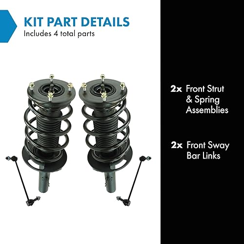 Miniatura 441 de TRQ Kit de suspensión delantera, conjunto de amortiguadores y resortes, barra estabilizadora, enlace estabilizador compatible con Chevrolet