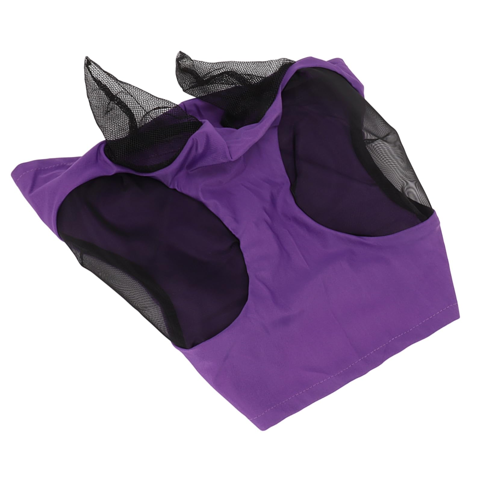 Horse Mesh Fly Mask Breathable Elastic Horse Face Mask with Ears Protection Riding Equestrian Gear (Purple)