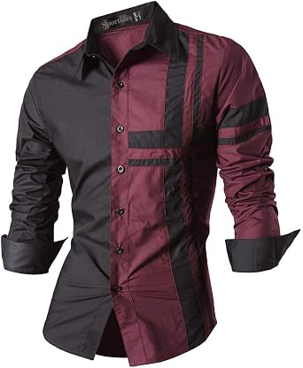 Mens Novelty Button Down Shirts Casual Long Sleeve Dress Shirts Print Fashion JZS041