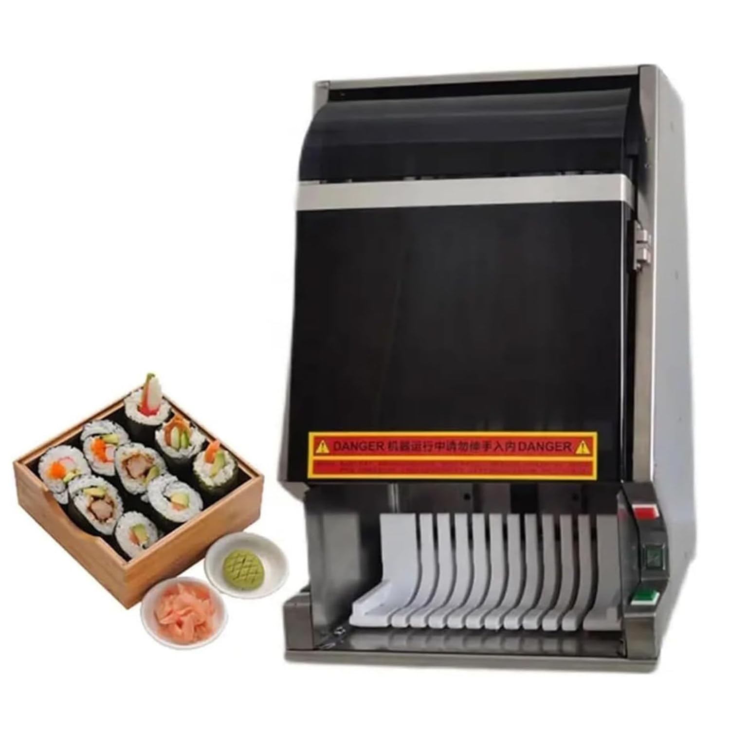 OLSKFUH Sushi Making Roller Cutter, Commercial Sushi Slicer Tabletop Multi-Function Electric Sushi Maker With Removable Stainless Steel Blade, Time-Saving And Labor-Saving,12slices
