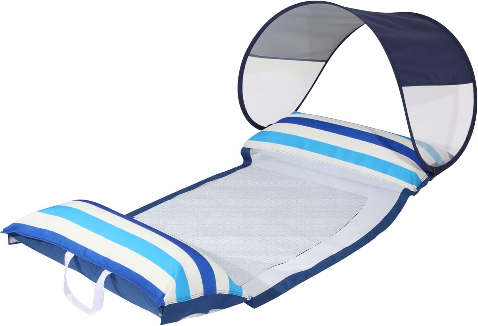 Pool Float with Canopy,Large Pool Floats Adult Size,Comfortable Fabric,Inflatable Pool Hammock and Floats for Adults（Blue-Hammock）