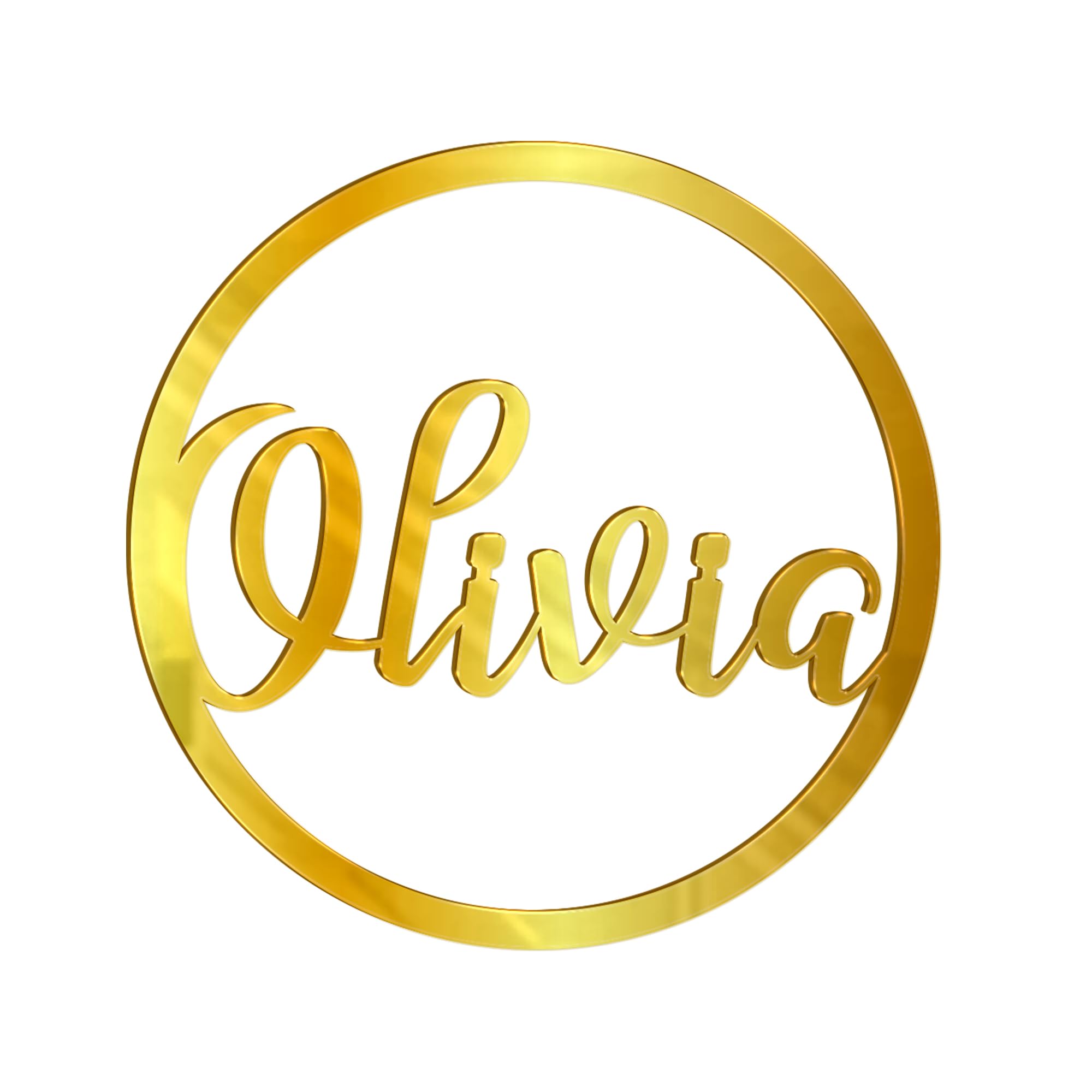 Personalised wooden Any name colour hoop Acrylic wreath Circle Loop Plaque 20cm (Gold)