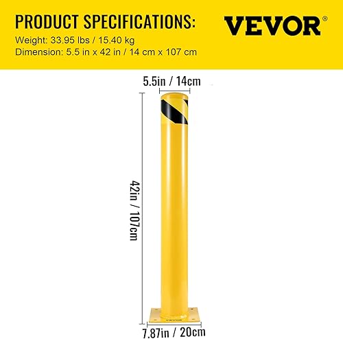 Miniatura 11 de VEVOR Bolardo de seguridad, poste de bolardo de altura de 36 pulgadas, poste de bolardo de seguridad de tubería de acero de 5.5 pulgadas