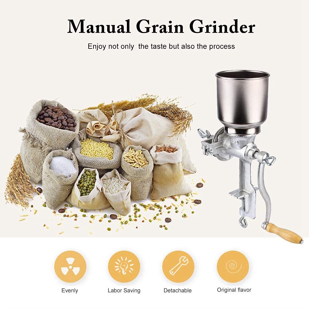 Ejoyous Molinillo de Grano Manual, Abrazadera de Mesa Molino de maíz Molino de harina Molino de Grano de Trigo Molino de Hierro Fundido Mano