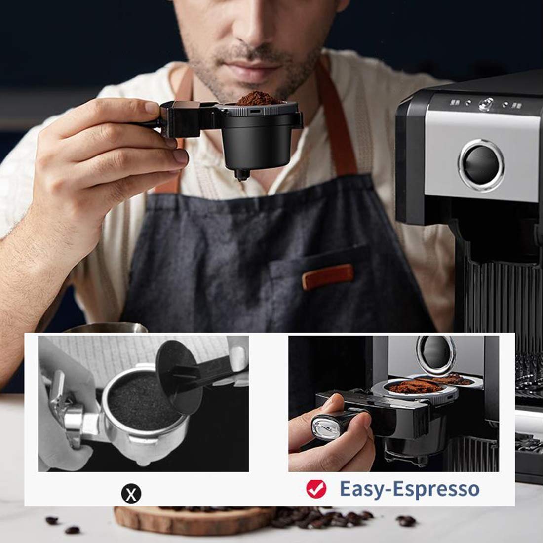 Ekspres Do Kawy Espresso 20 Barów, Capuccino, Spienianie Mleka, 1250 W, Pojemność Dyszy Parowej 0,97 L, Wyjmowana Tacka Ociekowa, Kompatybilna Z Przygotowywaniem Na