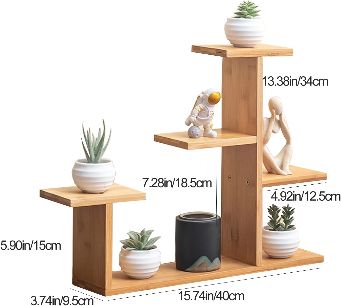Mini Desktop Plant Stand Indoor Window Sill Flower Stand Bamboo Succulent Window Sill Stand Bracket For Home , Office, Living Room, Bedroom Plant Display(Four-layer extension) image 3