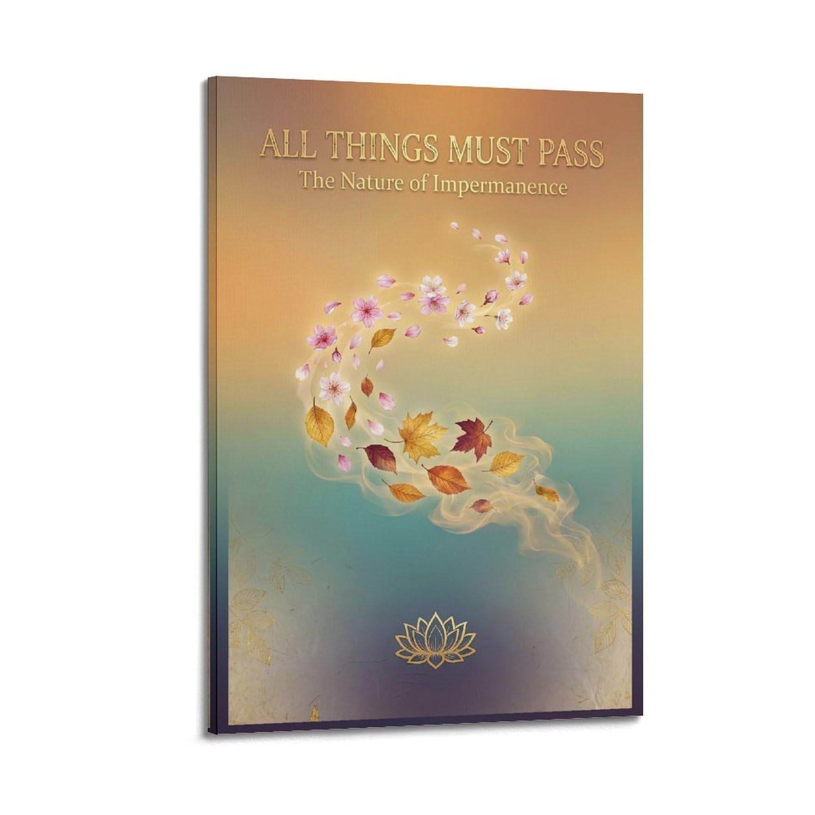 Okngb Frame-Style Buddhist Impermanence Poster Falling Leaves Transience Wisdom Decorative Painting Canvas Art Picture 24X36inch(60X90cm)