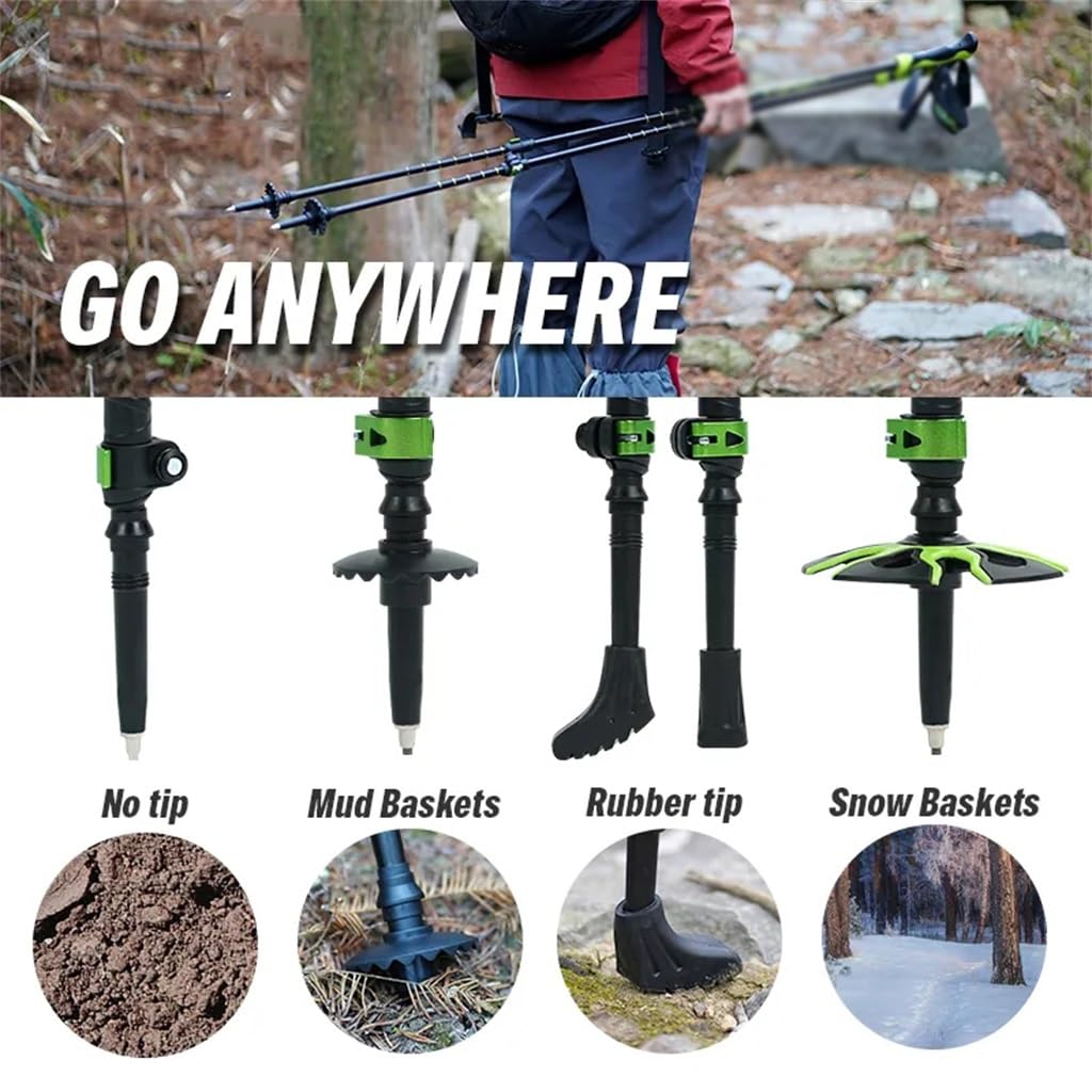 Bâtons de randonnée télescopiques Nordiques Bâtons de Marche Alpenstock Aluminium Ultralight Réglable avec Quick