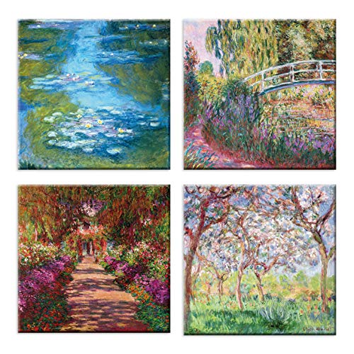 LuxHomeDecor Set Di 8 Quadri Famosi Su Tela 40x30 Cm, Stampa Fine Art Con Telaio In Legno, Riproduzioni Van Gogh, Botticelli, Monet, Leonardo, Munch – Made In Italy