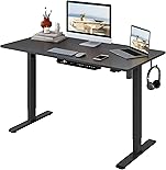 FLEXISPOT EG1 Sitz- und Stehschreibtisch, 120 x 60 x (73 – 123 cm), elektrisch, höhenverstellbar, 2 Höhen, mit Monomotor, Home Office, Panel mit 2 Knöpfen (schwarzer Rahmen + Schwarze Platte)
