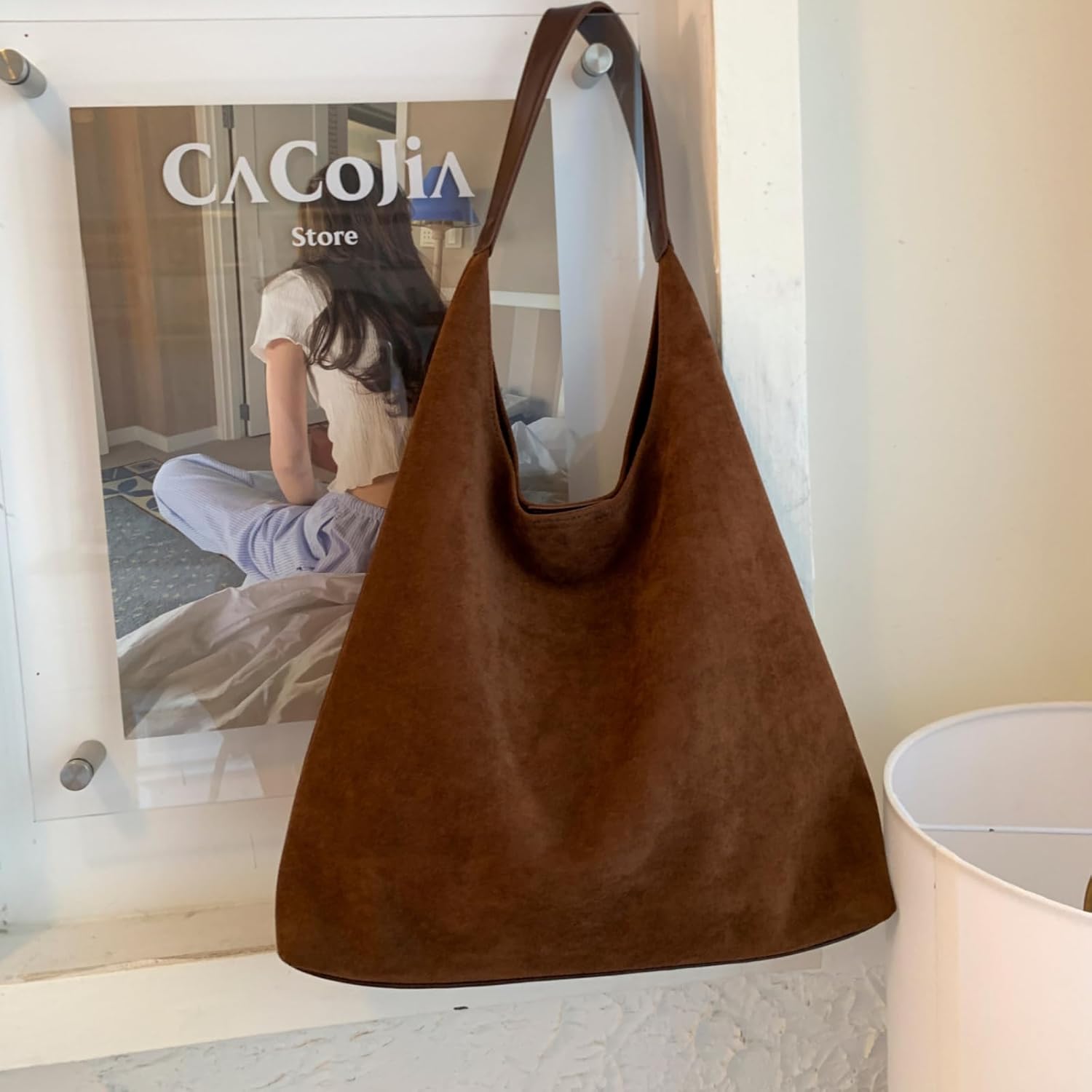 MYHOZEE Suede Tote Bag for Women - Faux Leathe Handbags Set Fashion Handle Bag Large Shoulder Purse Ladies Hobo Bag - Image 3