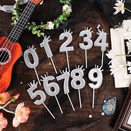3Inch Crown Number Candle, Bright Silver 3D Birthday Number Candle Cake Topper With Crown Cake Numeral Candles Number Candles For Birthday Anniversary Parties (Number 6) #TOP4