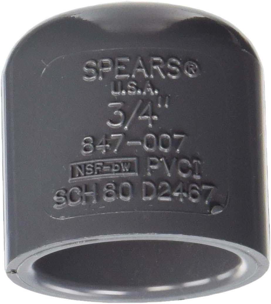 GF Piping Systems PVC Pipe Fitting, Cap, Schedule 80, Gray, 3/4" Slip Socket