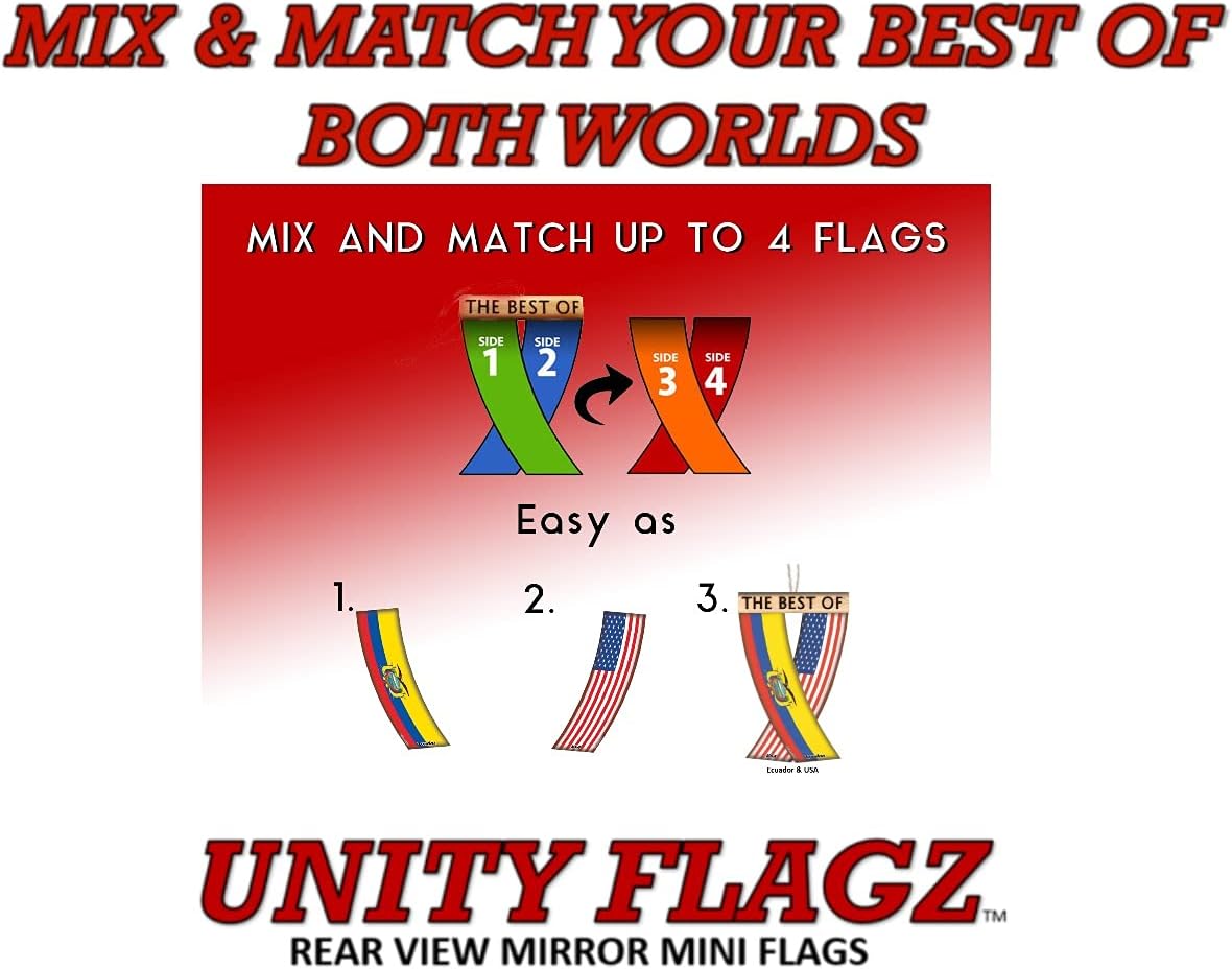 Unity Flagz™ Rearview Mirror Hanging Flags for the Car (Peru and USA) image 3