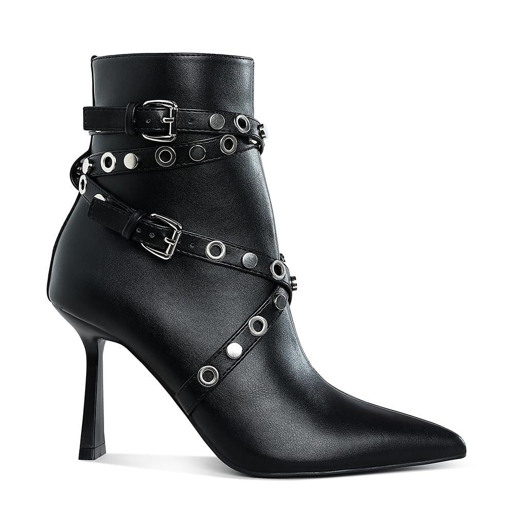 London Rag Jaunts Eyelets Studs Harness Ankle Boots