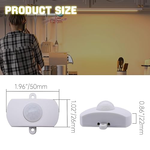 Miniatura 4 de 2 mini LED PIR interruptor con sensor de movimiento, DC 5-24V 2A activado por infrarrojos interruptor de movimiento LED interruptor de sensor de