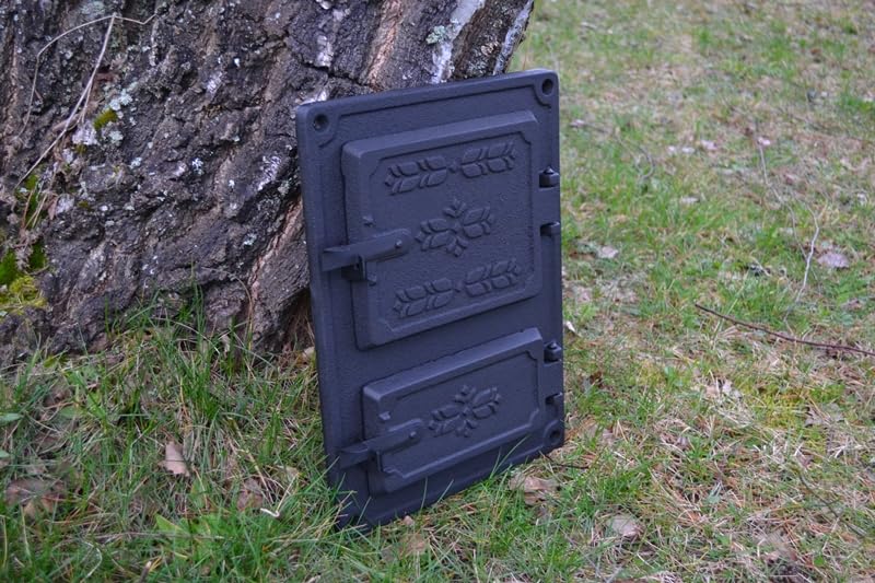 Euro Sezam - Puerta de horno de hierro fundido - Puerta gruesa del horno - Puerta para horno de pizza - Puerta DZ064-2 - 27,5x37,5 cm (Negro)