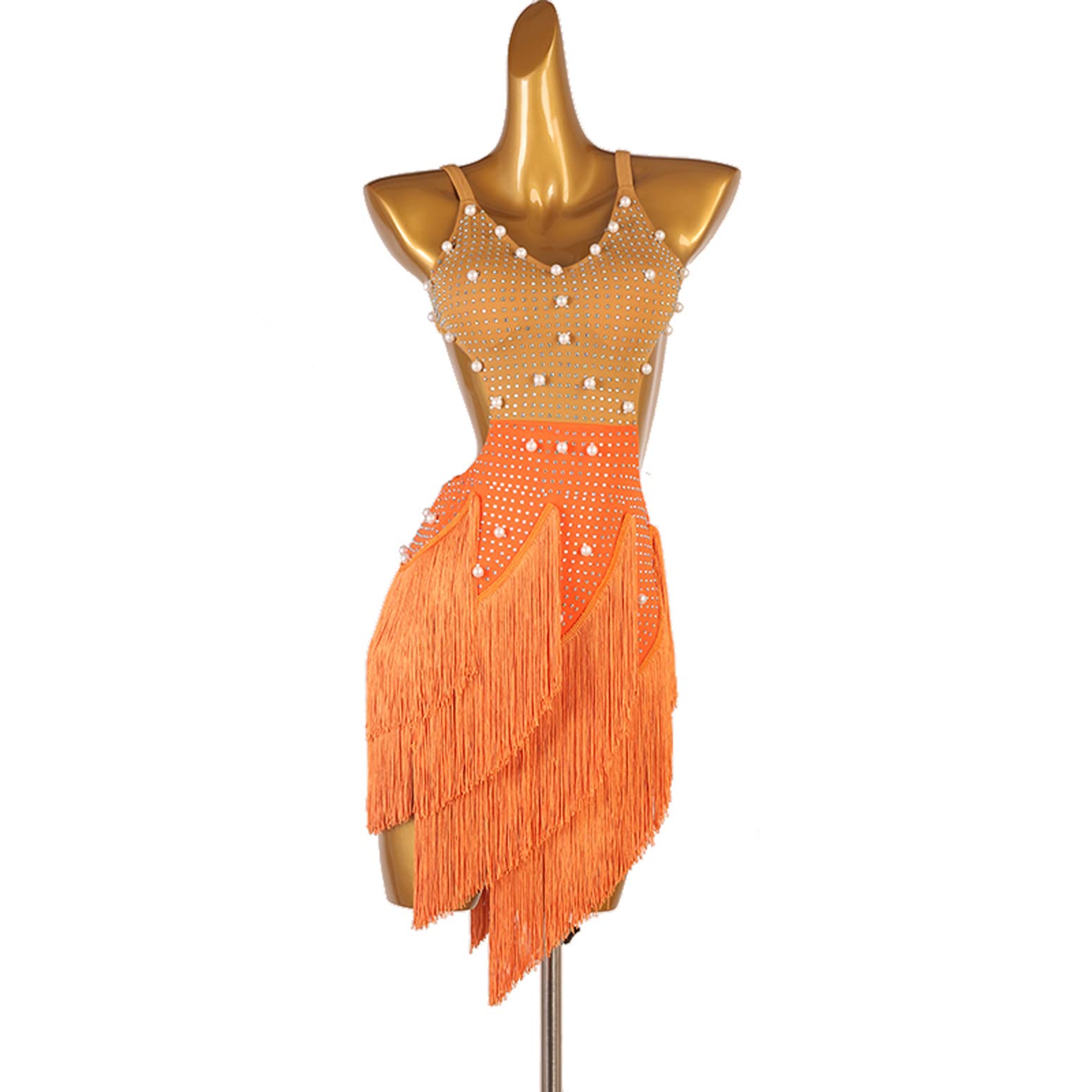 Latein Wettkampf Tanz Outfit Mit Hosenträgern Rückenfreie Gesellschafts Tanzkleider Für Damen Salsa Tanzkleidung Mit Fransen Cha Cha Tanzkleidung Mit Strasssteinen