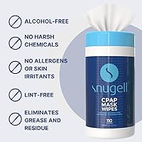 Vista 5 de Snugell Toallitas para mascarilla CPAP sin perfume, 110 unidades, 100% algodón suave, sin pelusa ni alcohol, fórmula segura para la piel con aloe