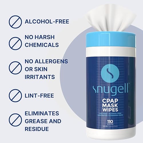 Miniatura 5 de Snugell Toallitas para mascarilla CPAP sin perfume, 110 unidades, 100% algodón suave, sin pelusa ni alcohol, fórmula segura para la piel con aloe