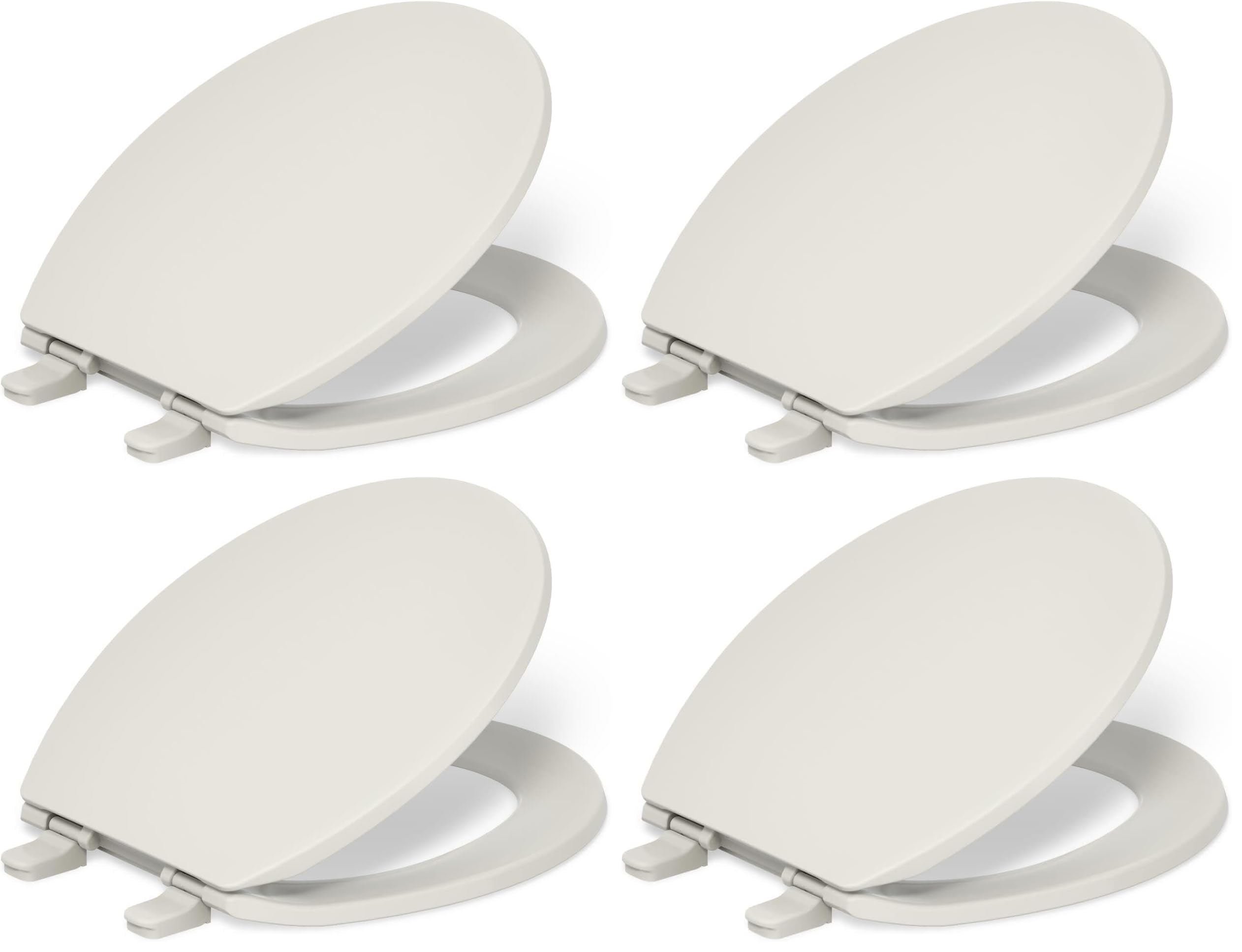 KOHLER K-4775-47 Brevia Round Toilet Seat with Quick-Release Hinges And Quick-Attach Hardware For Easy Clean, Almond (Pack of 4)
