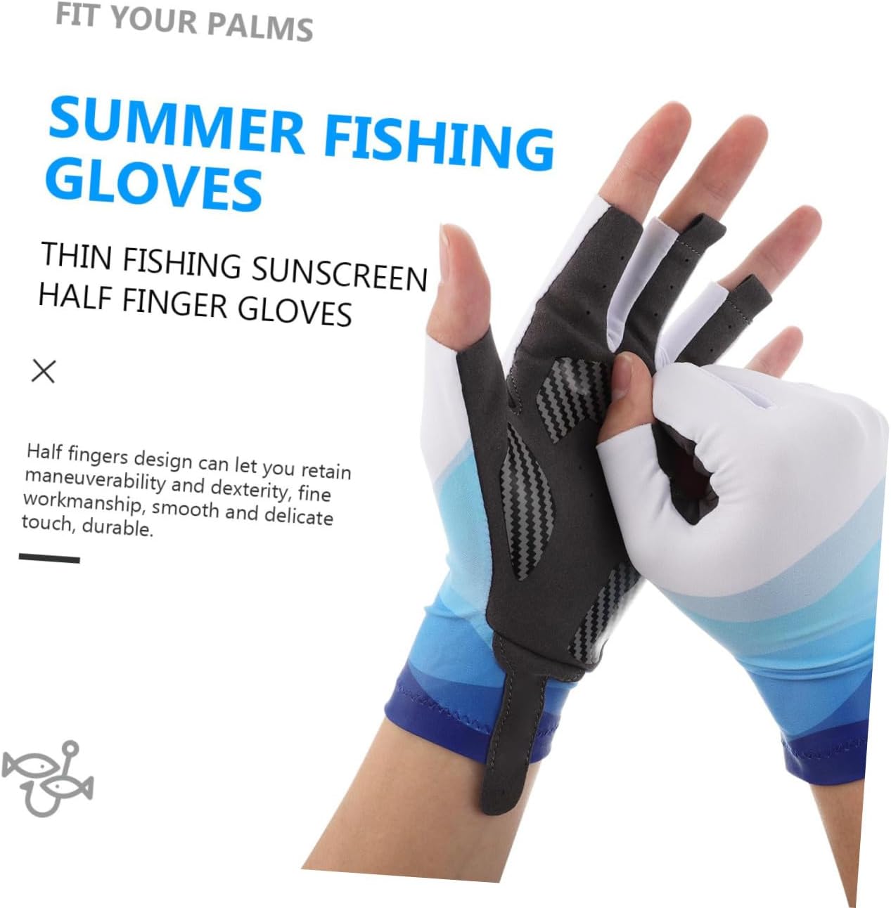 UV Protection Fishing Gloves Half Finger Sun Gloves Anti-Slip Outdoor Mitts for Men Women Summer Hiking Camping