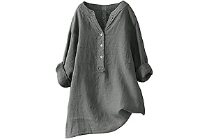 Women's Solid Color Linen Tops, Perfect for Easy Order Status Tracking on Amazon
