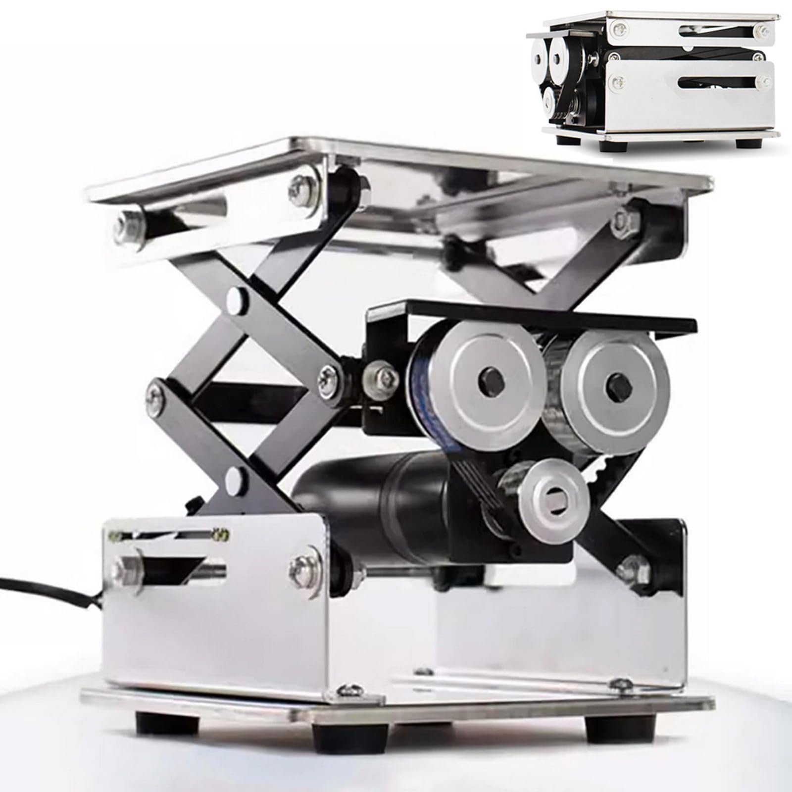 HpJfdsU Electric Lifting Platform,Remote Control Adjustable Lifter, Small Laboratory Lifting Stand,Scissor Type Sliding Stage,Moving Load 10kg 200x200mm
