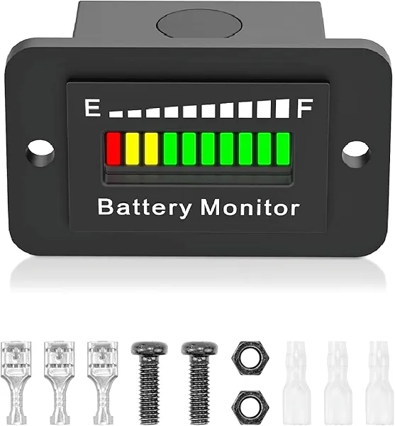 OBDMONSTER BM210 12V 24V 36V 48V 60V 72V Battery Meter, Waterproof LED Batterys Voltage Display Acid&Lithium Battery Gauge Meter for Golf Cart EZGO Club CAR and Most Car