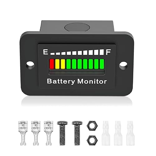 BM210 12V 24V 36V 48V 60V 72V Medidor de Batería, Display de Voltaje LED Impermeable, Medidor de Batería para Ácido y Litio para Carrito de Golf
