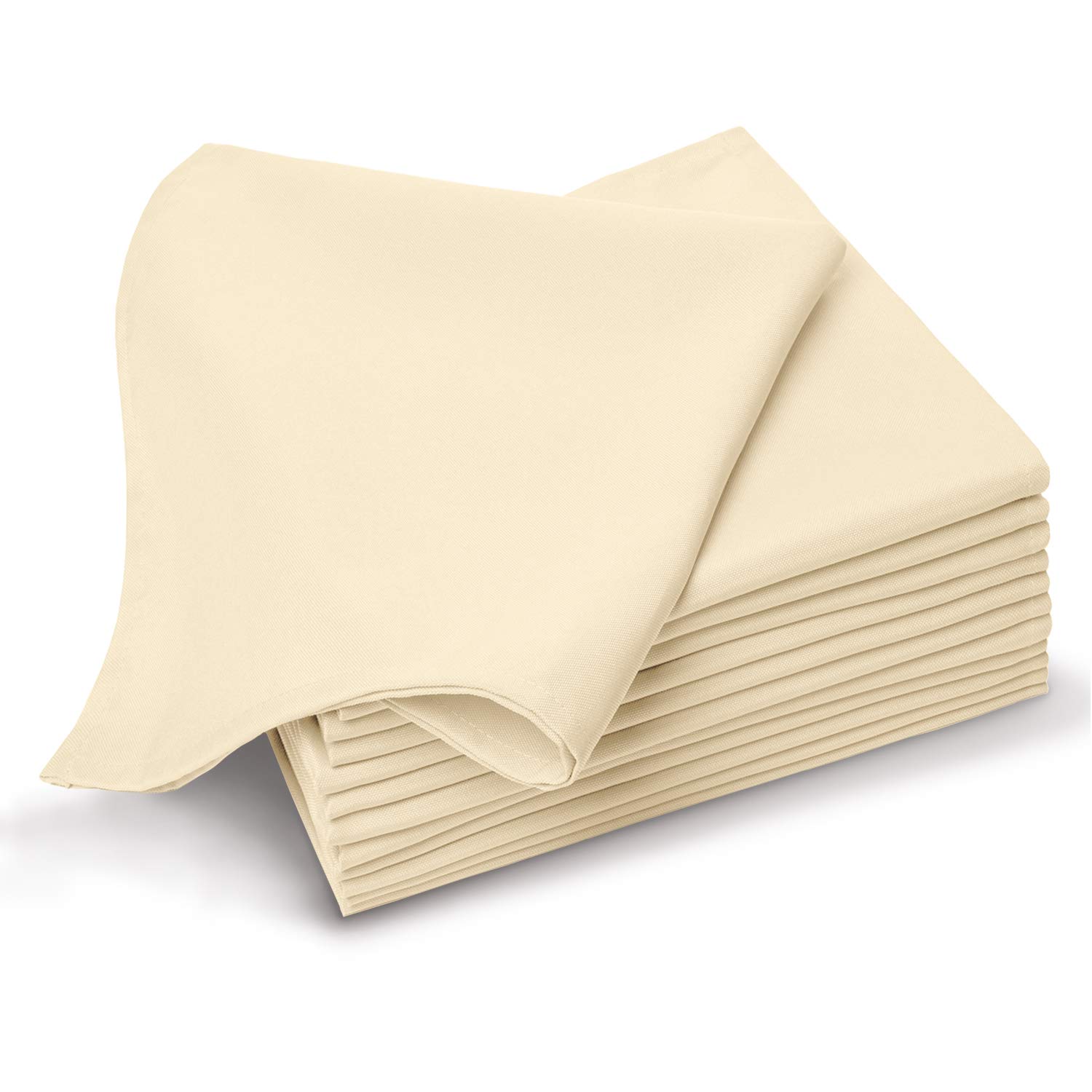 Pizuna Linens 100% Long Staple Cotton Cream Small Dinner Napkins - 14 inch x 14 inch (Set of 24), Soft, Premium, Durable Table Napkins.