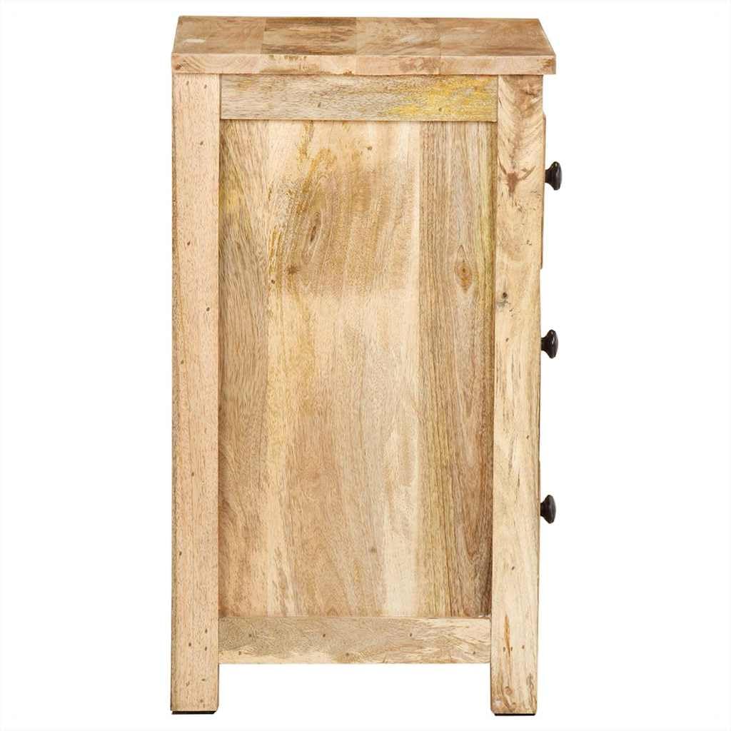Generisch Nachttisch 45x35x60 cm Massivholz Mango mit 3 Schubladen