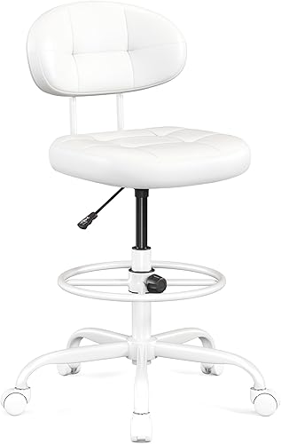 Miniatura 10 de Silla de Dibujo Misolant sin Brazos, Silla de Oficina Alta sin Ruedas con Anillo de Reposapiés para Escritorio de Pie, Silla Ejecutiva Pequeña de