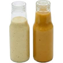 Salad Dressing Container 16 Oz Glass 2 Pack, Salad Dressing Shaker Bottle, Leakproof Glass Shaker Bottle for Oil Vinegar Kitchen Fridge Storage Meal Prep Lunch and On the Go